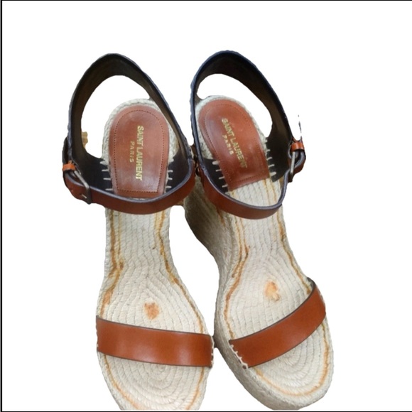 YSL Saint Laurent Women's Espadrille
Woven Leather Wedge Sandals Sz 41 Sz10-10.5 - Picture 2 of 5